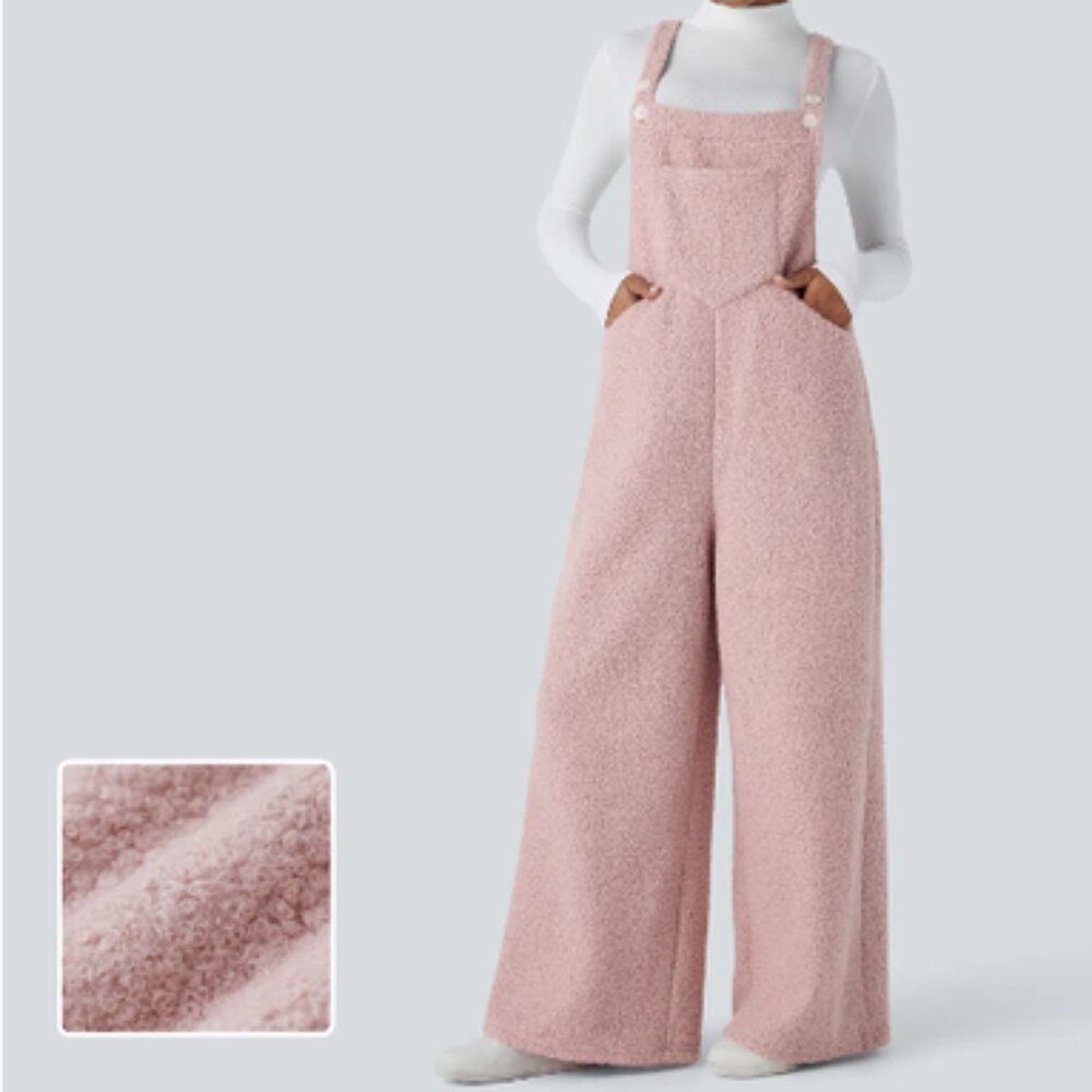 Halara Pockets Casual Teddy Overalls